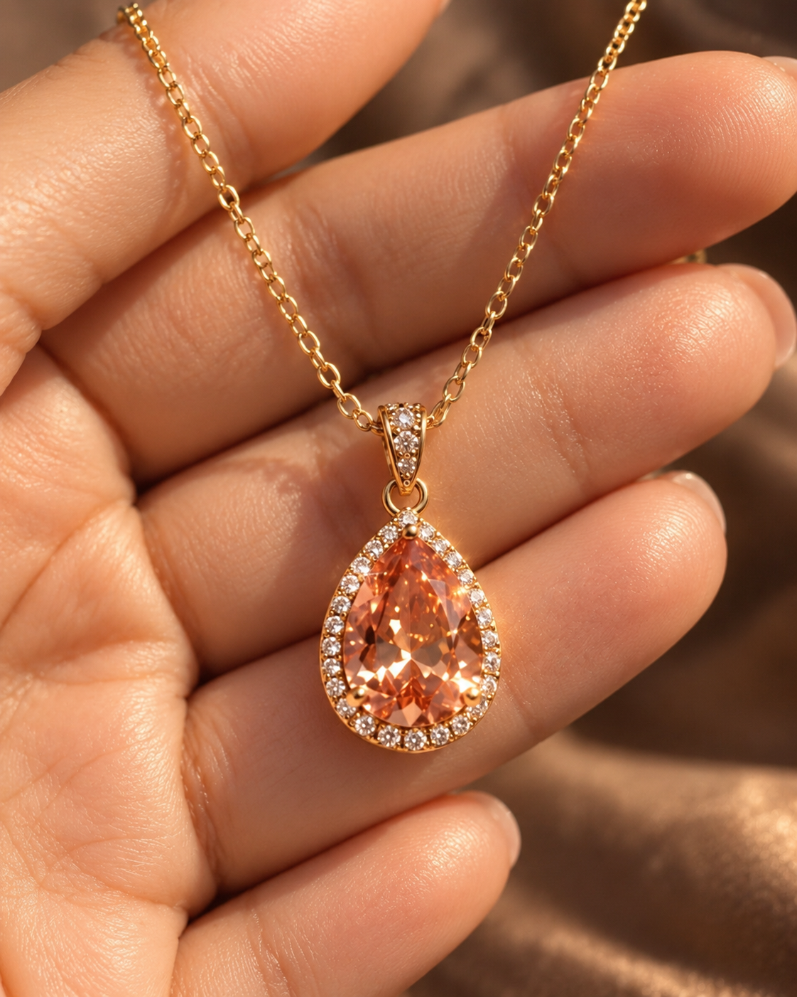 Champagne Teardrop Crystal Halo Set