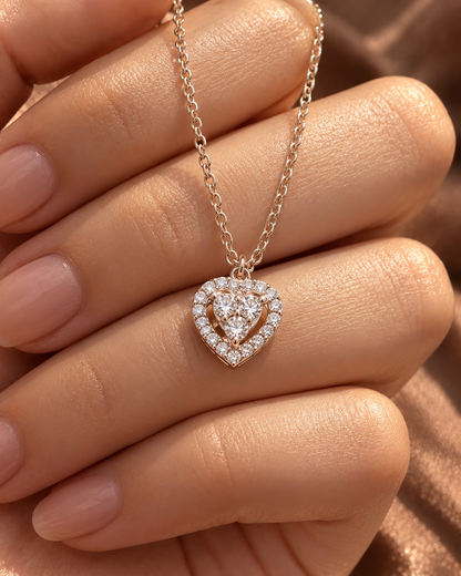 Silver Crystal Cluster Heart Set