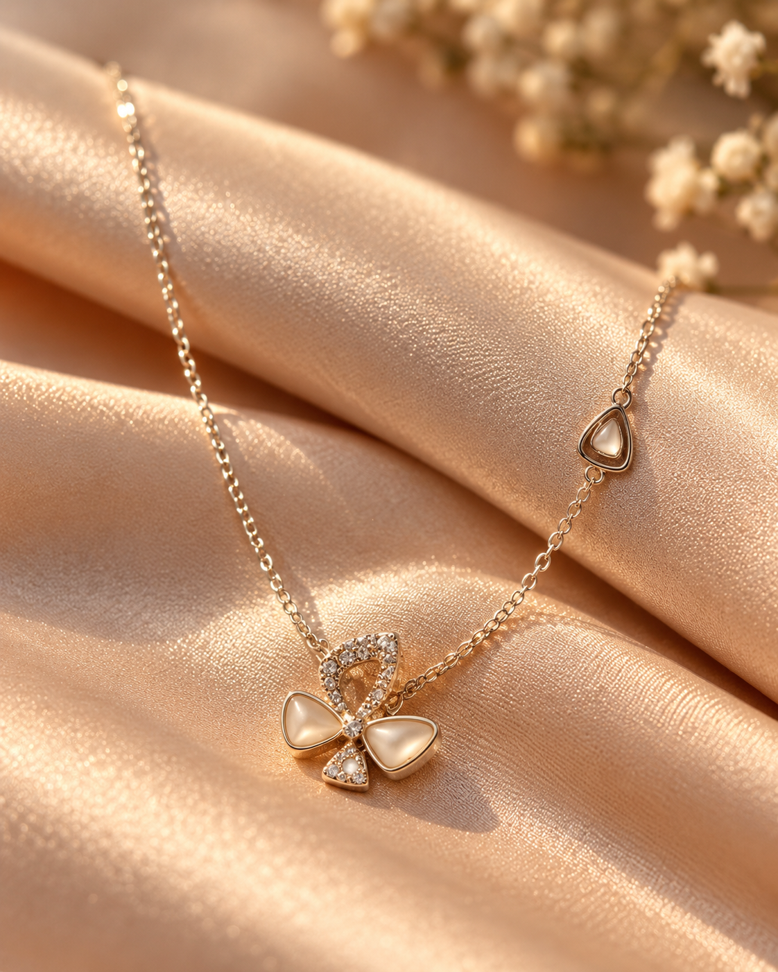 Mother-of-Pearl Ribbon Bow Pendant