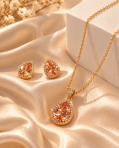 Champagne Teardrop Crystal Halo Set