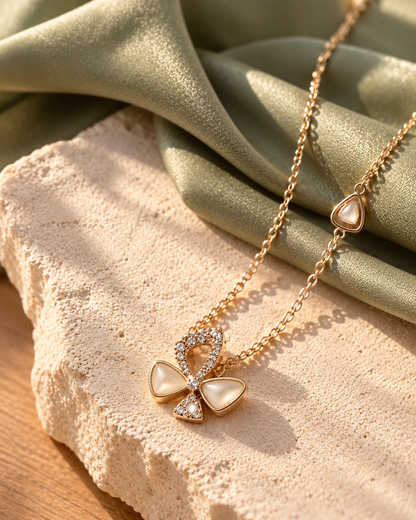 Mother-of-Pearl Ribbon Bow Pendant